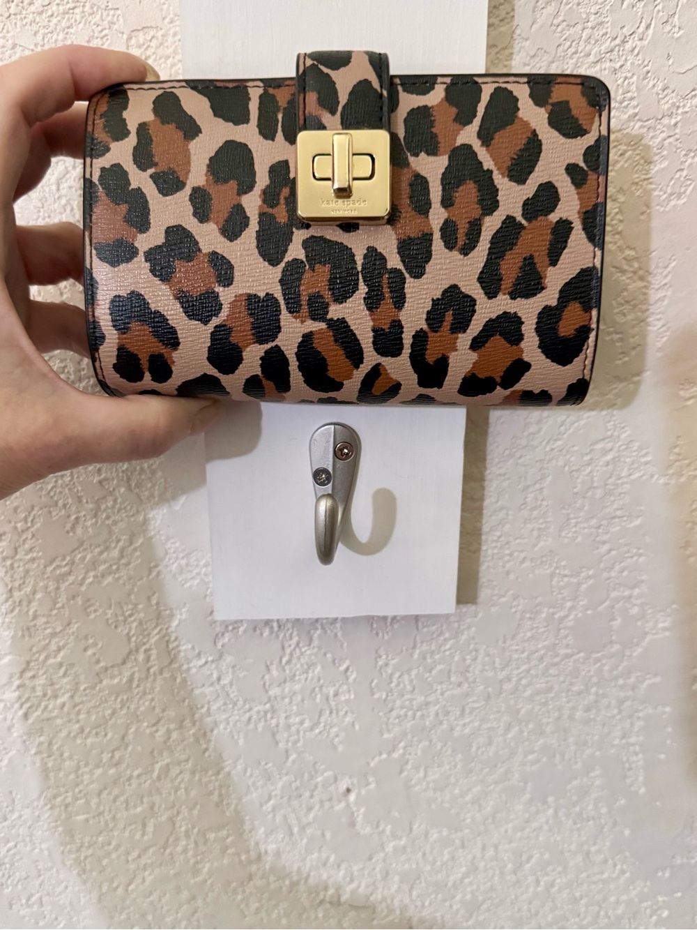 Kate Spade ♠️ Stunning Leopard Print Wallet,Iconic Gold Turn-Lock